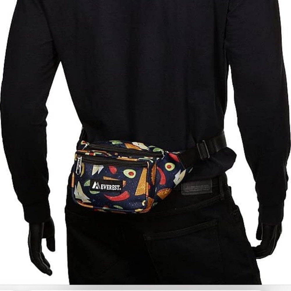 NWT Everest Navy Blue taco Patterned Belt Bag Fanny Pack Waist Bag - Picture 3 of 12